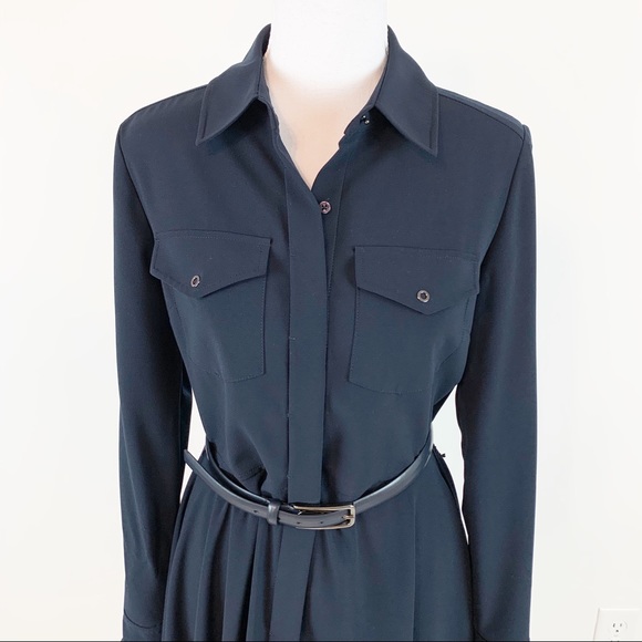 Elie Tahari long sleeve asymmetrical shirt dress - Picture 3 of 8